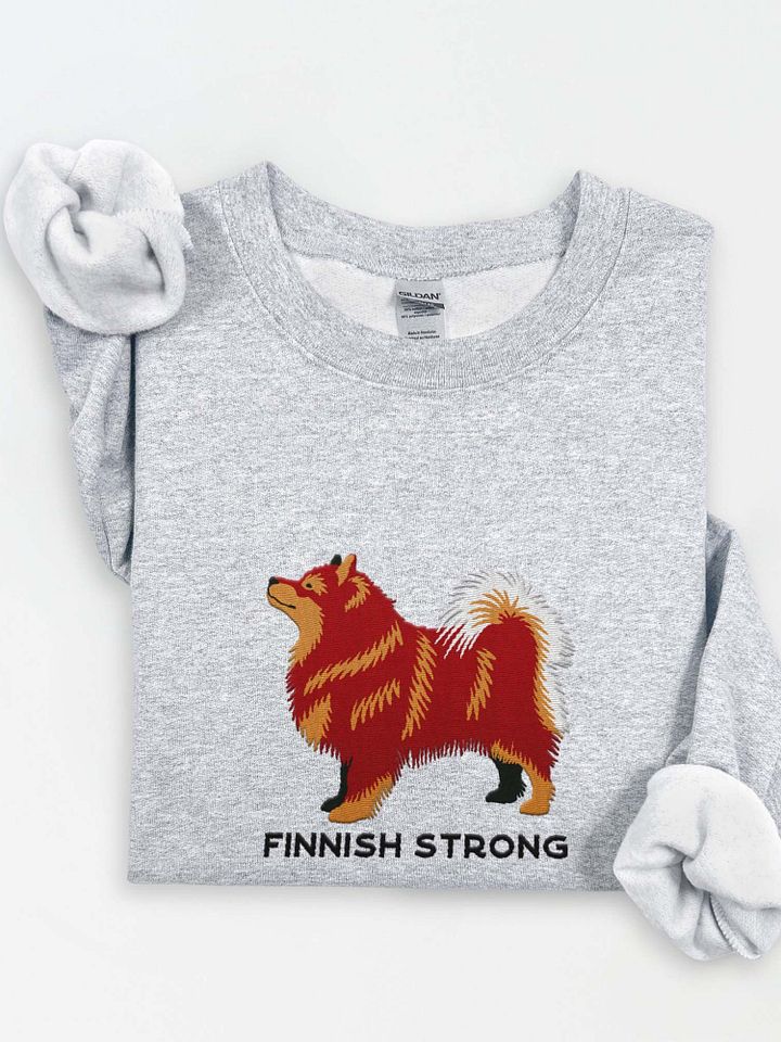Finnish Strong Sweatshirt (Embroidered) of a Finnish Lapphund(Red) product image (1)