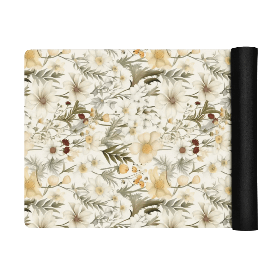 White Floral Yoga Mat by Treasure Pie product image (5)