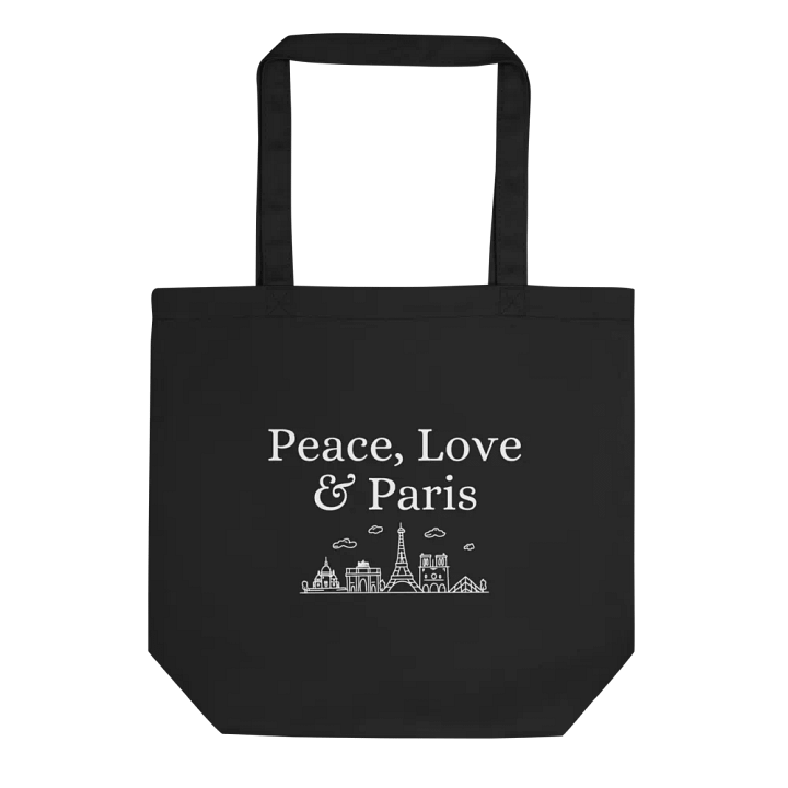Peace, Love and Paris Organic Statement Tote with Monuments Eco-Friendly Chic product image (2)