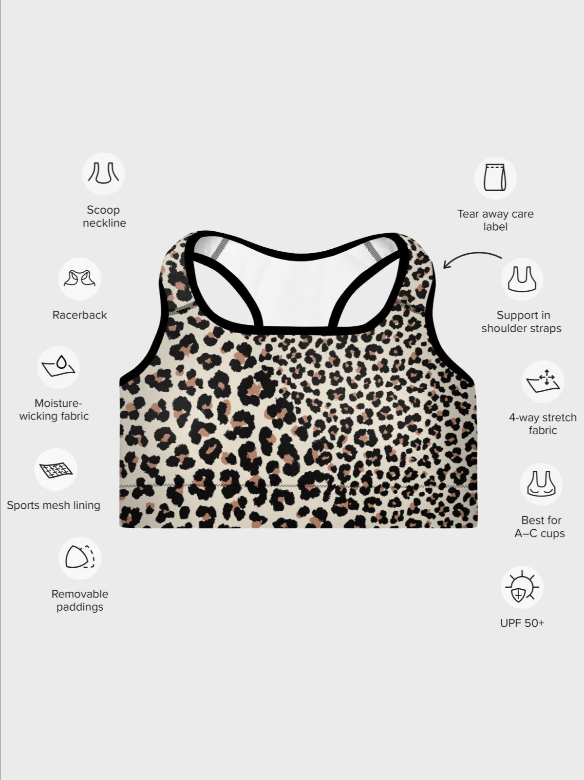 Sport Bra "Abstract Animal Leopard Skin Fur Pattern" product image (6)