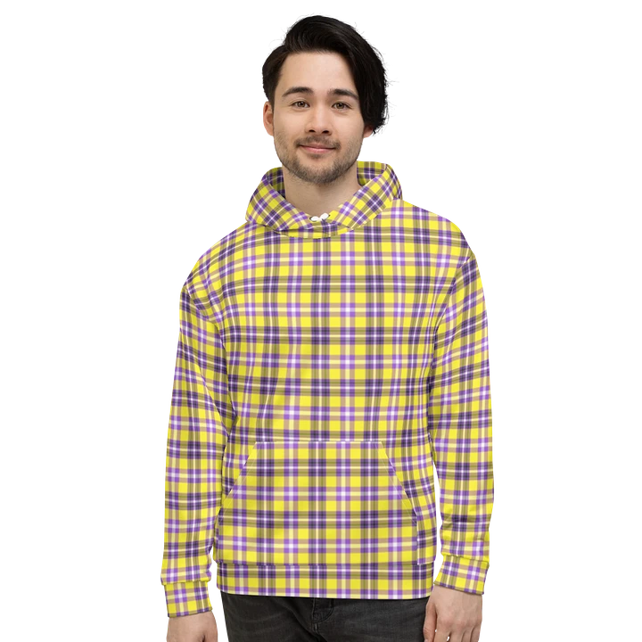 Bright Yellow and Purple Plaid Hoodie product image (2)