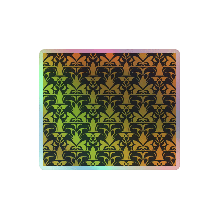 Holographic Floral Damask Sticker - Gold and Black Decal product image (2)