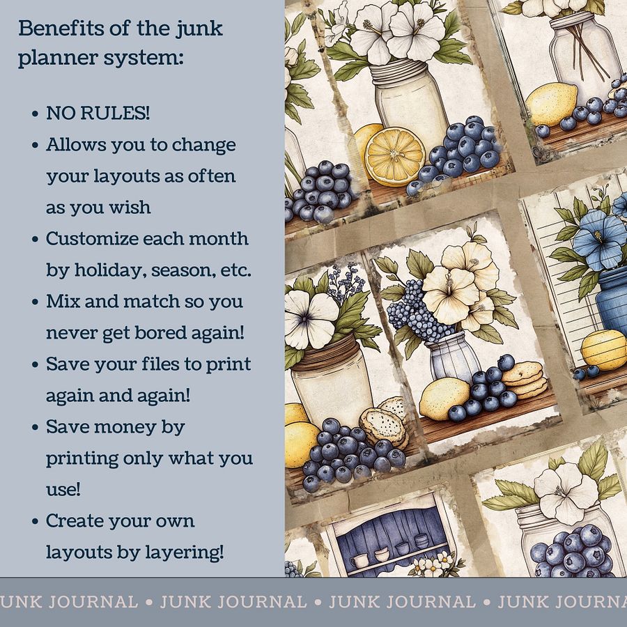 Blueberry Lemon Hibiscus - Printable Journal Pages V9 product image (5)