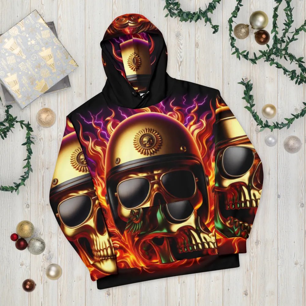 Golden Flame Skull - Unisex Skull Hoodie #55 product image (10)