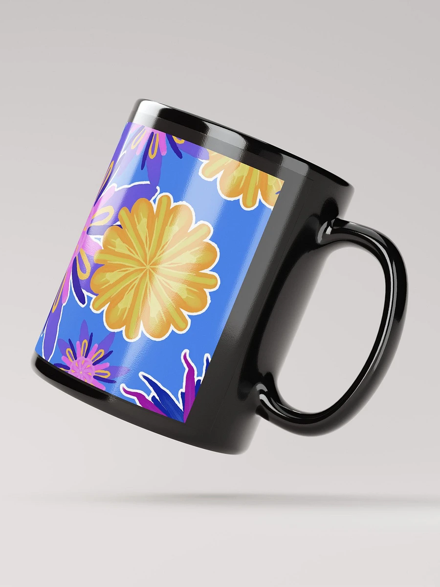 Fanciful Flowers on Powder Blue Black Mug product image (3)