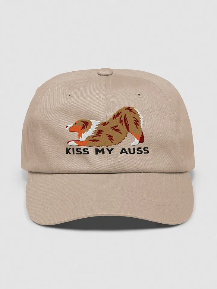 Kiss My Auss Classic Dad Hat(Embroidered) of an Australian Shepherd(Red Merle) product image (33)