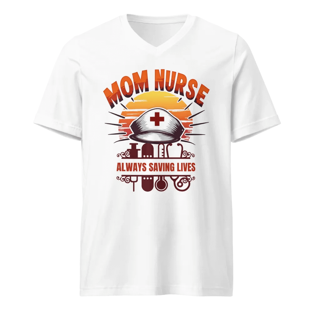 Heroic Mom Nurse Sunset V-Neck T-Shirt product image (1)