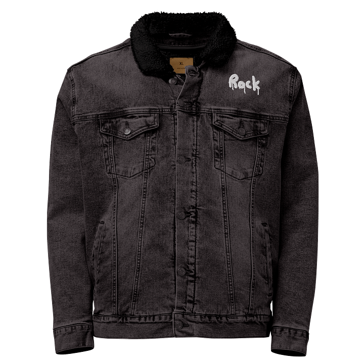 Rock Embroidered Street Style Threadfast Sherpa Denim Jacket product image (1)