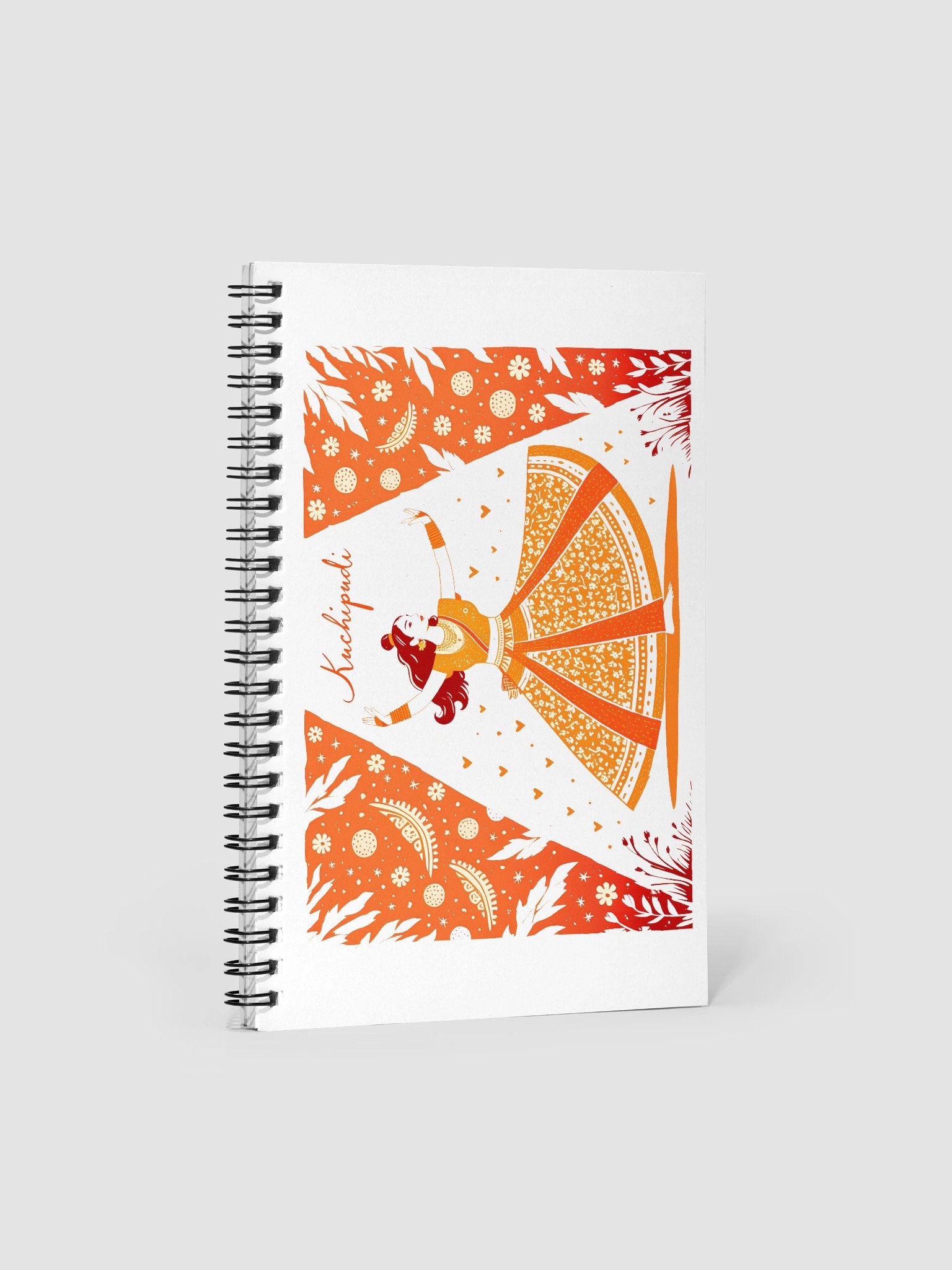 Elegant Kuchipudi Performance | Orange-Hued Art Spiral Notebook product image (1)