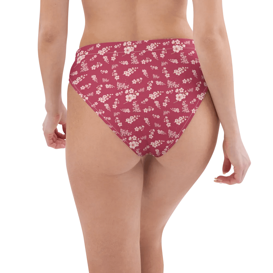 Cherry Blossoms on Magenta Eco-Green High Waisted Bikini Bottoms product image (4)
