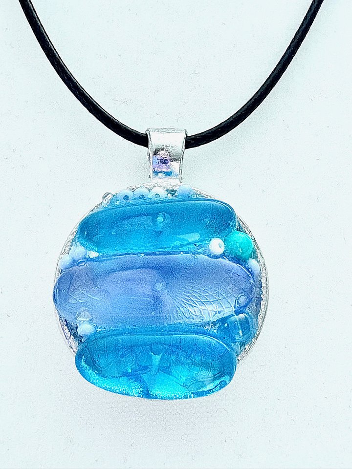 Coastal Calm Horizon Pendant Necklace | Handmade Glass Art Jewelry | Monique Faella Designs™ | MFD-00209 product image (1)