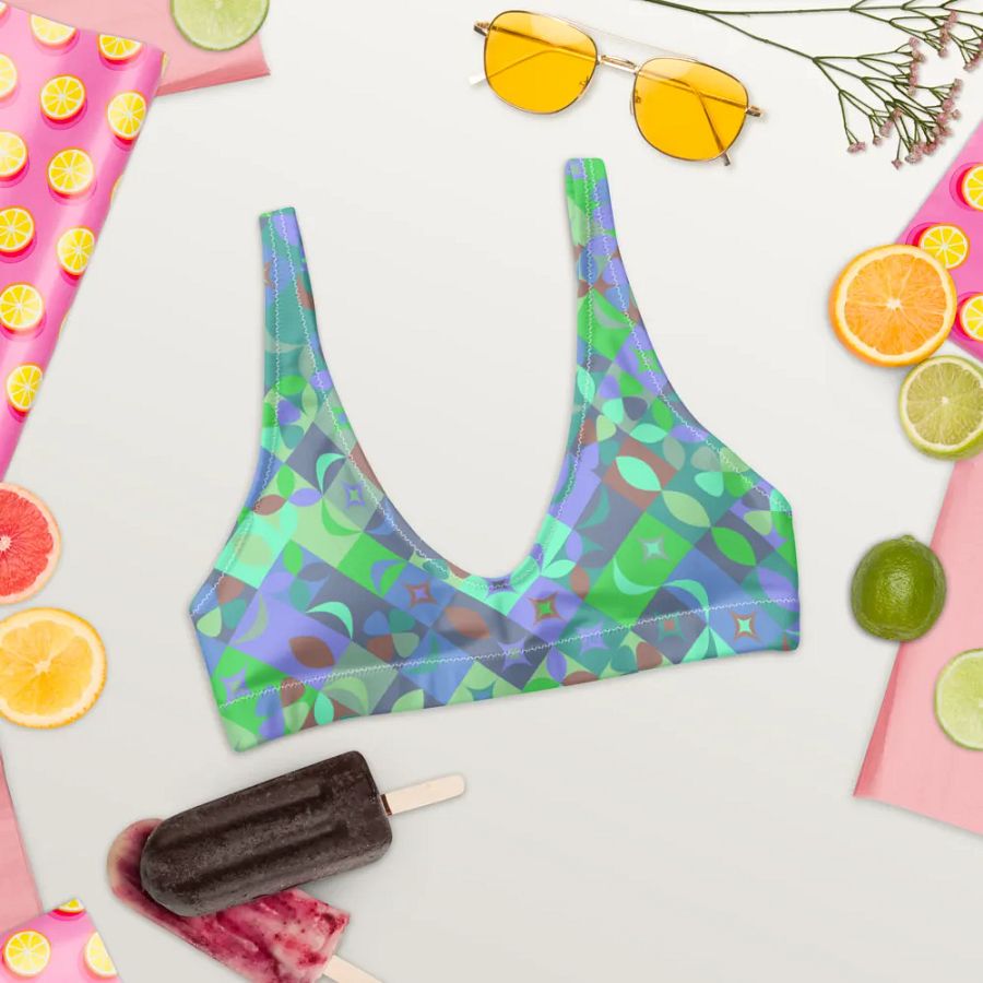 Colorful Vector Patterns Design Padded Bikini Top - v9 product image (6)