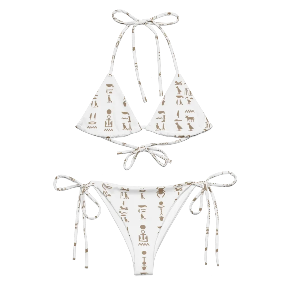 Isis White Hieroglyphs String Bikini product image (1)