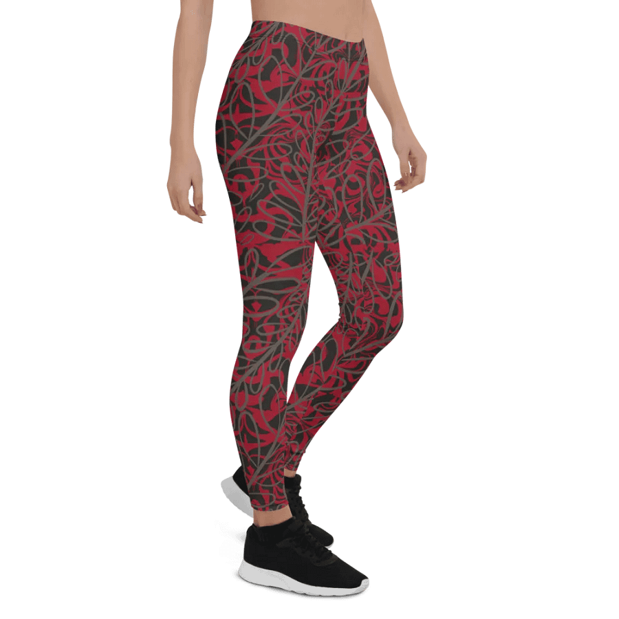 Ladies comfortable leggings in funky arty red product image (7)