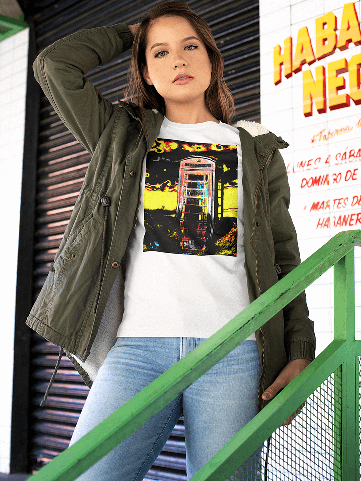 Psychedelic British Telephone Box Unisex Organic T-Shirt product image (2)