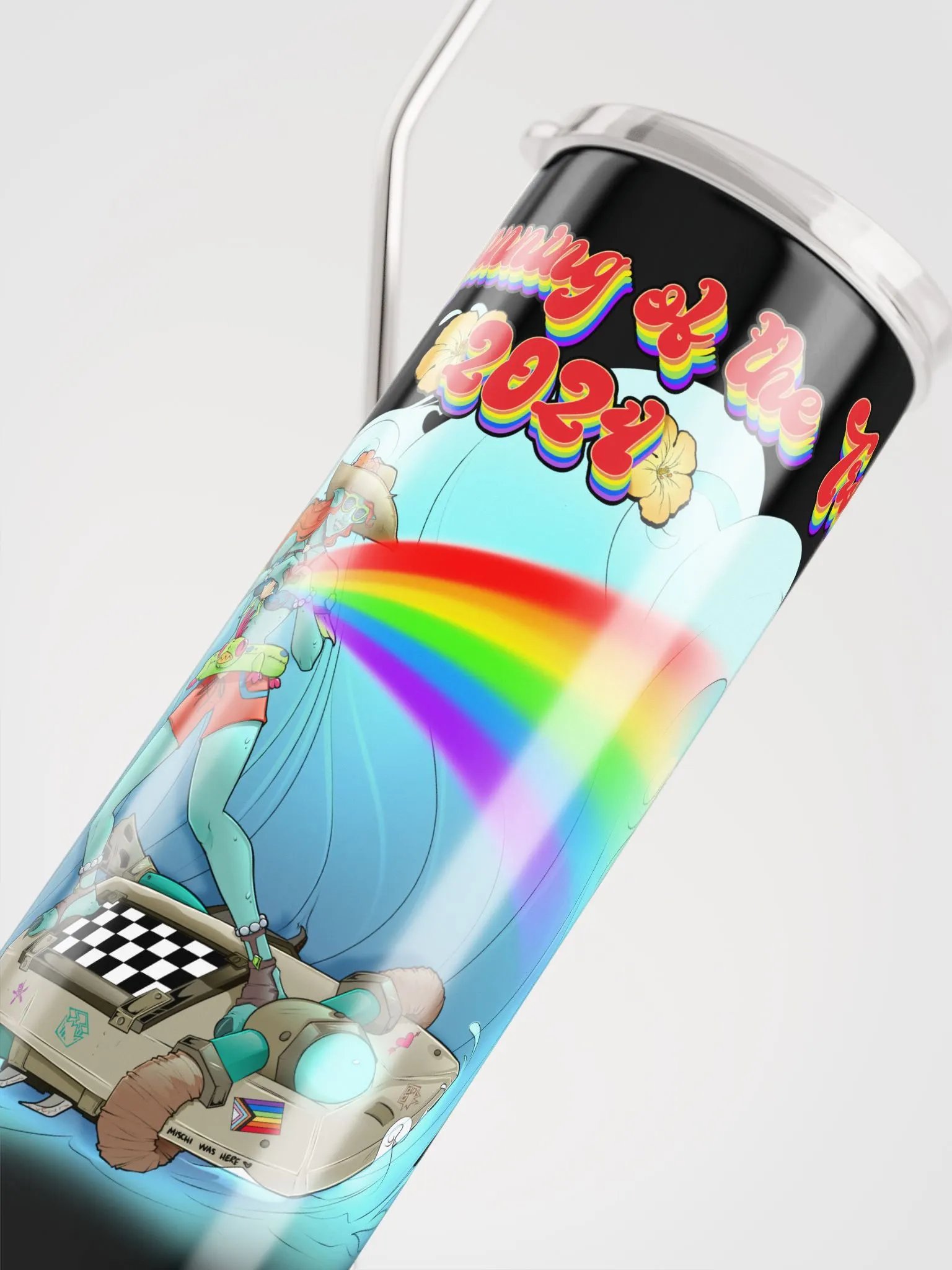 Running of the Trolls Rainbow Drinking Cup with Straw - by Mischi product image (9)