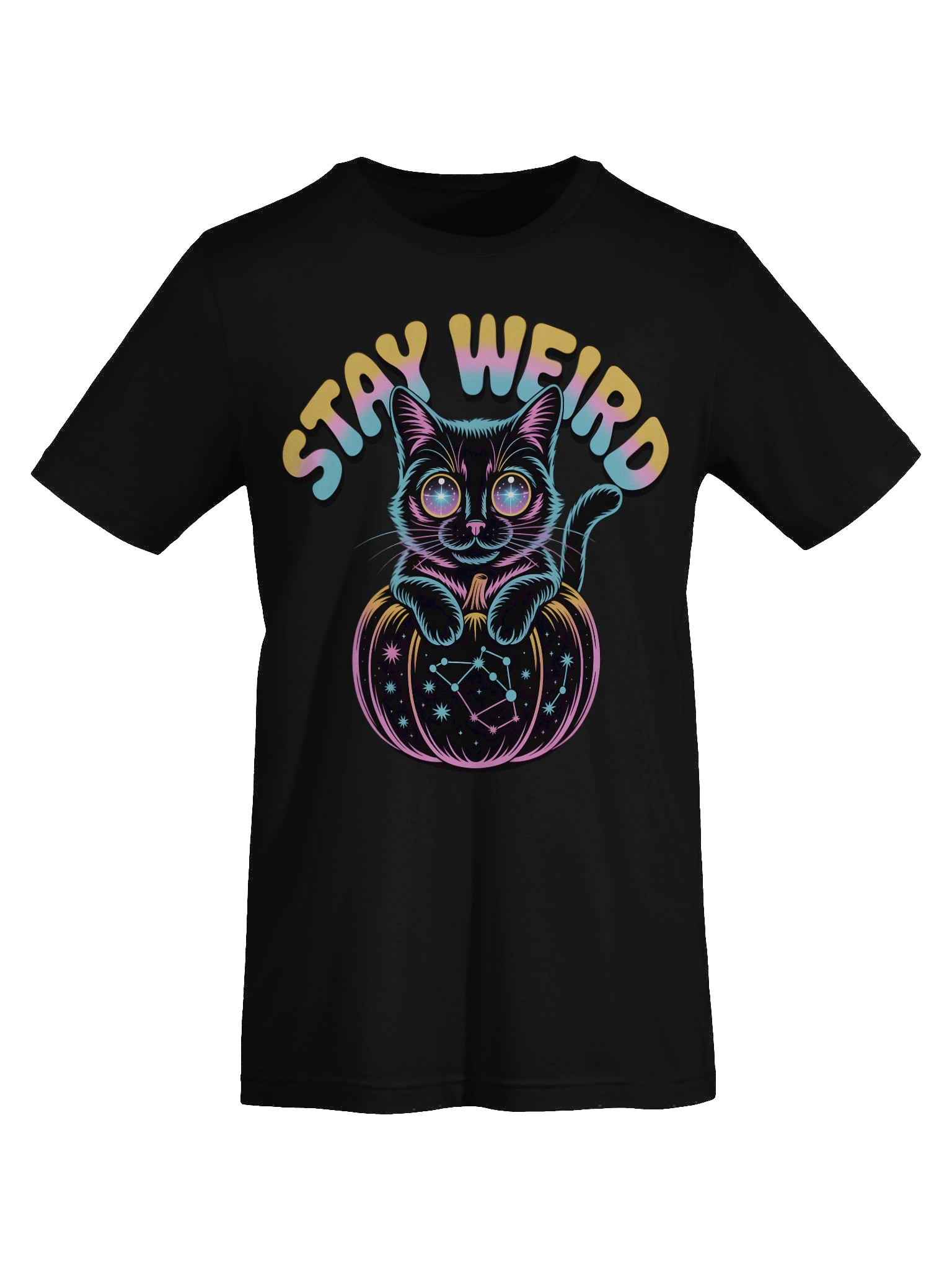 Starry-Eyed Cat on Pumpkin T-Shirt product image (7)