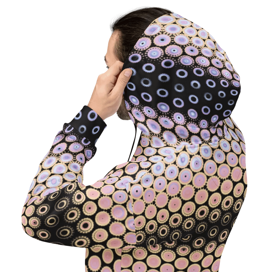 Abstract Circular Pink and Black Unisex All Over Print Hoodie product image (4)