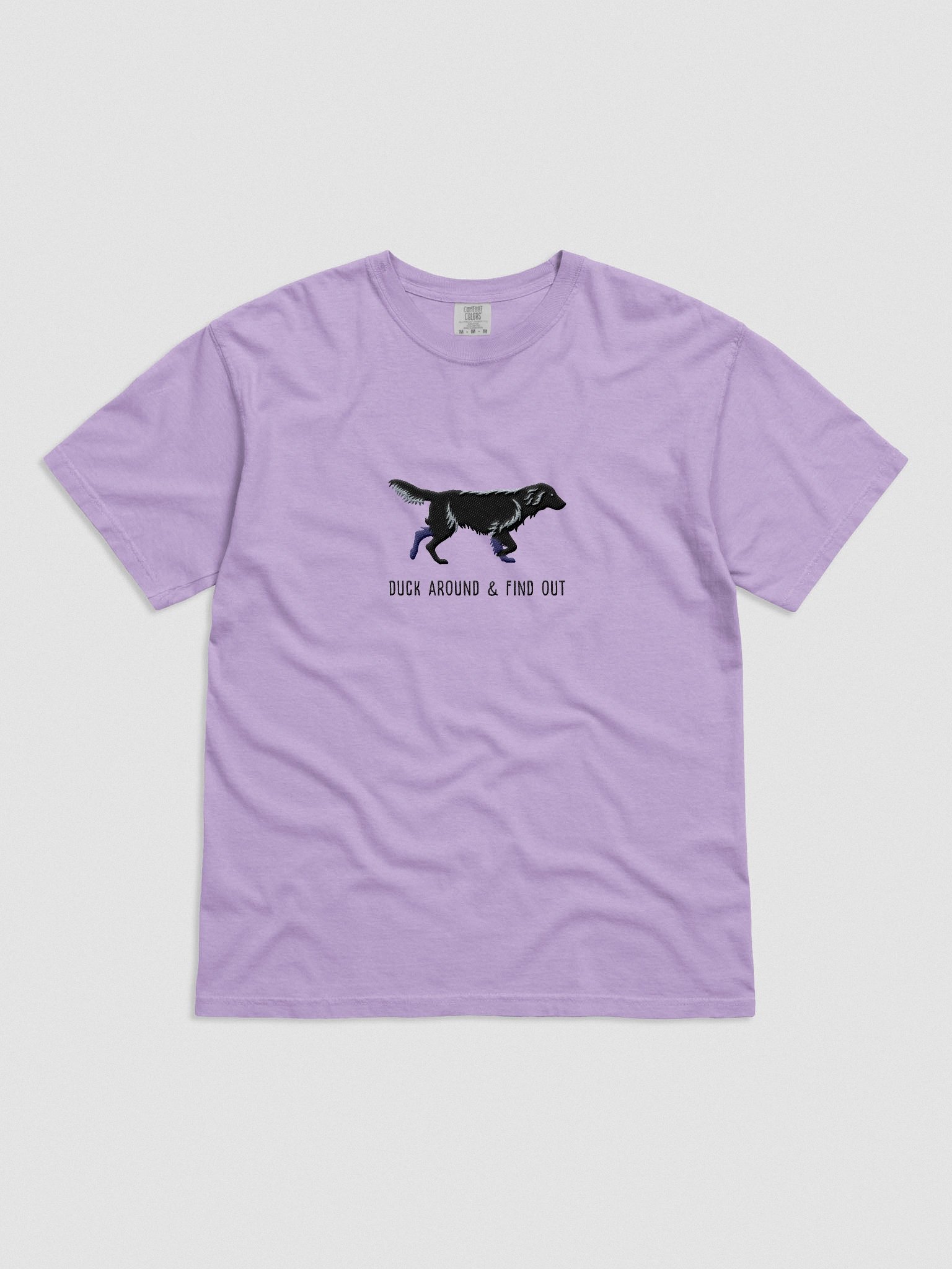 Duck Around and Find Out T-Shirt(Embroidered) of a Flat-Coated Retriever(Black) product image (4)