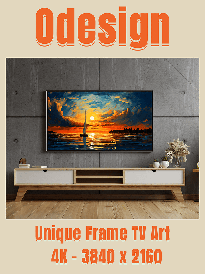 Landscape a beautifull lake by sunset, frame tv art product image (2)