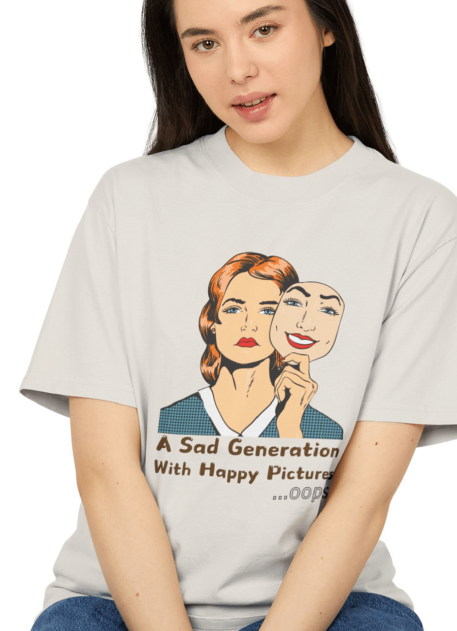 A sad generation with happy pictures oversized faded t-shirt product image (1)