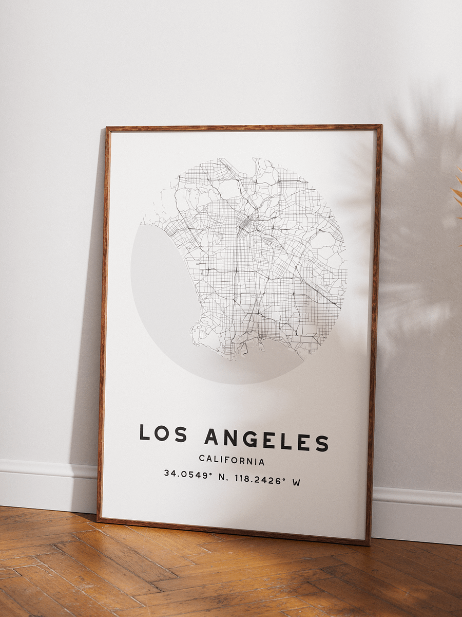 Los Angeles Street Map Poster – White Minimalist Circular City Art product image (3)