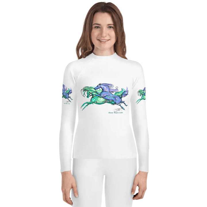 Staceys Galloping Horses Youth Rash Guard product image (1)