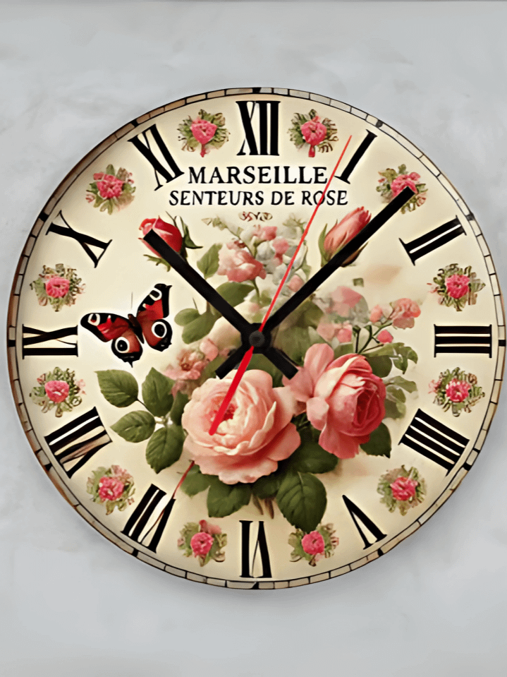 Vintage Rose Pink Wall Clock PNG – Romantic Antique Floral Design for Sublimation – Instant Digital Download (300 DPI) product image (1)