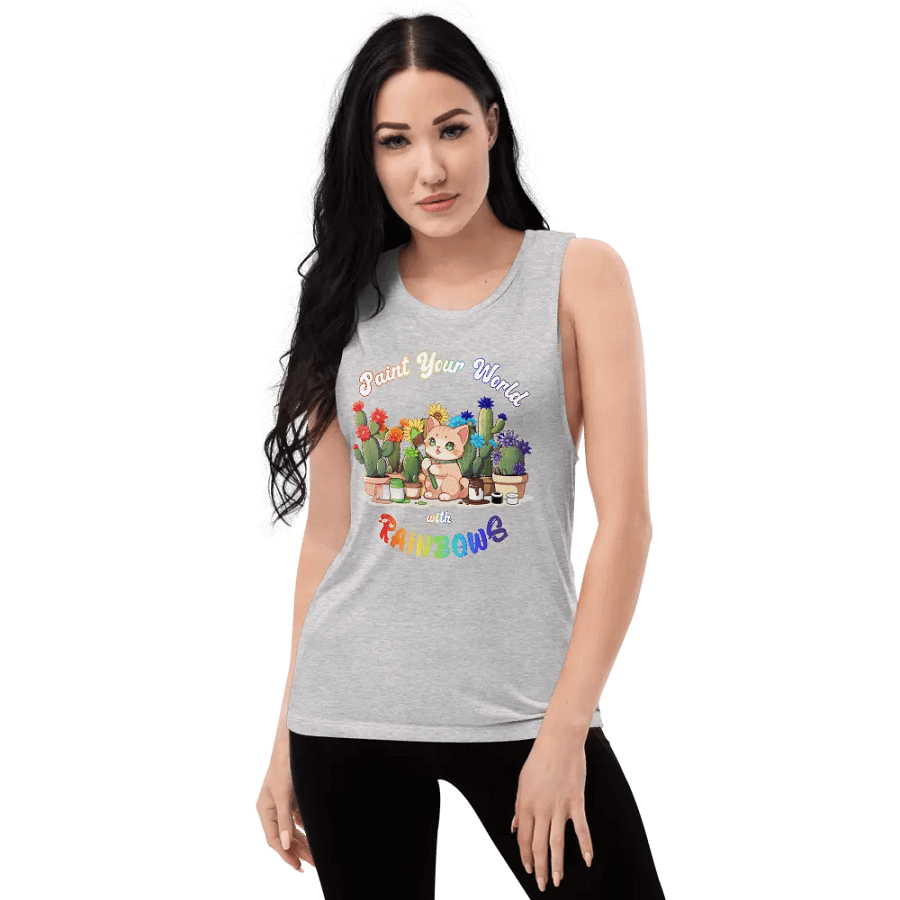 Rainbow Kitten Artist Flowy Muscle Tank product image (9)