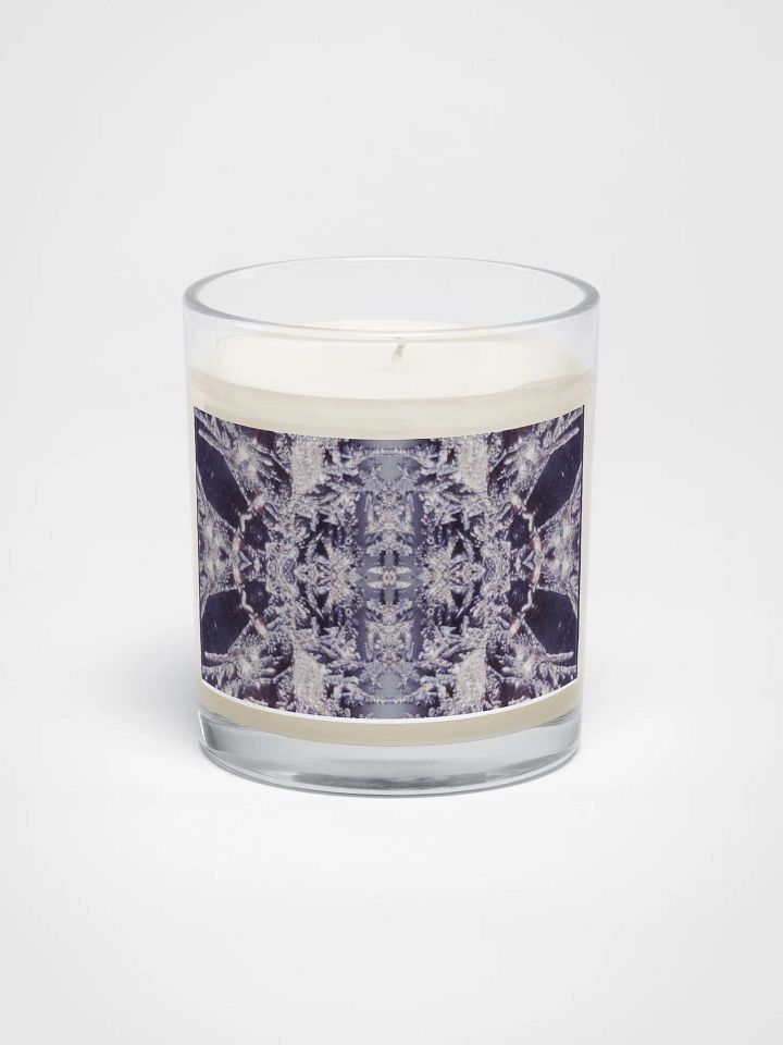 Nature Art Mandala Candle, Seasonal Winter Art, Frosty Window Mandala, Psychedelic Nature Art, Soy Glass Jar Candle product image (1)