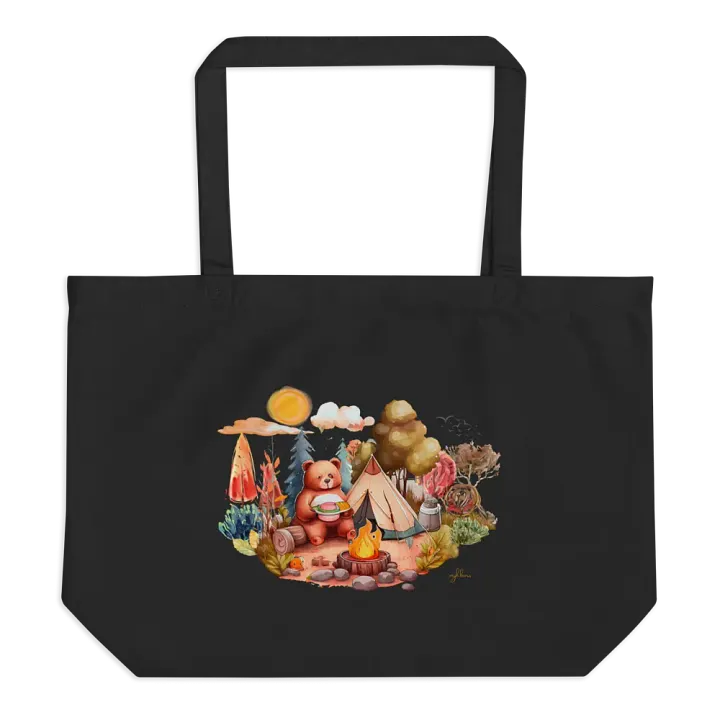 Camping Bear Eco Tote Bag - Large product image (1)