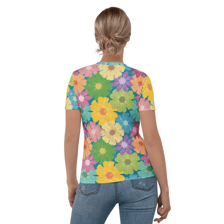 Vibrant Daisy Floral Prints Women's Crew Neck T-Shirt product image (2)