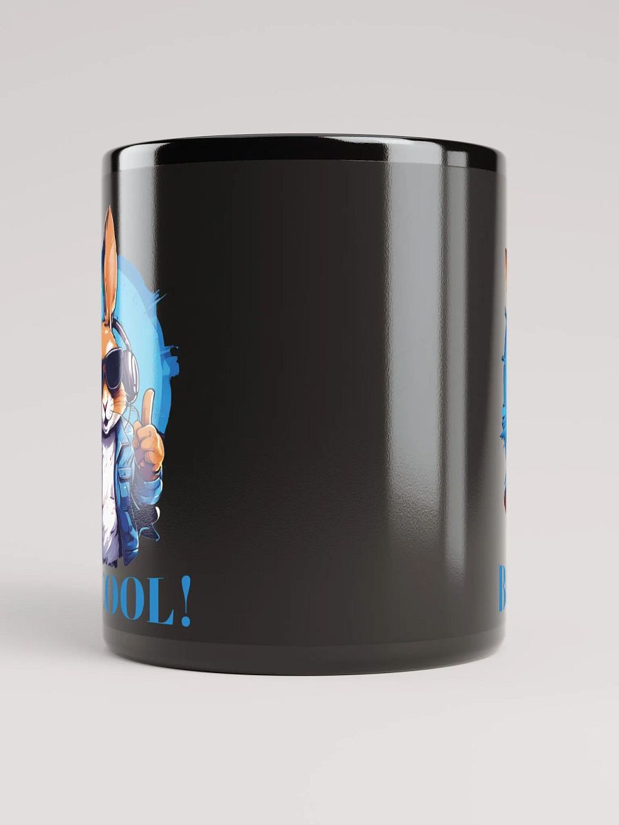 Be Cool Funny Black Glossy Mug | Cute Bunny with Sunglasses and Headphones | Printed on Both Sides product image (5)
