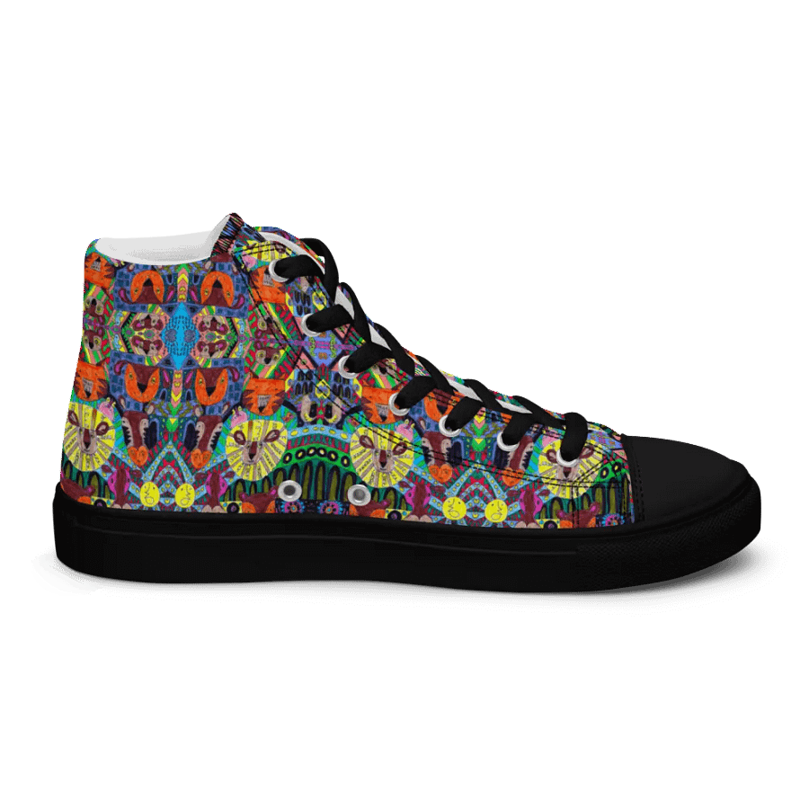 Abstract Doodle Art Animals Ladies High Top Canvas Shoes product image (11)