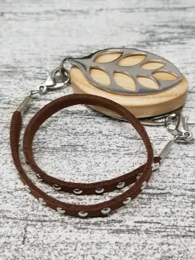 Caramel Faux Suede Stud Wrap Bracelet | Handmade Accessory for Bellabeat Leaf Urban & Ivy product image (2)