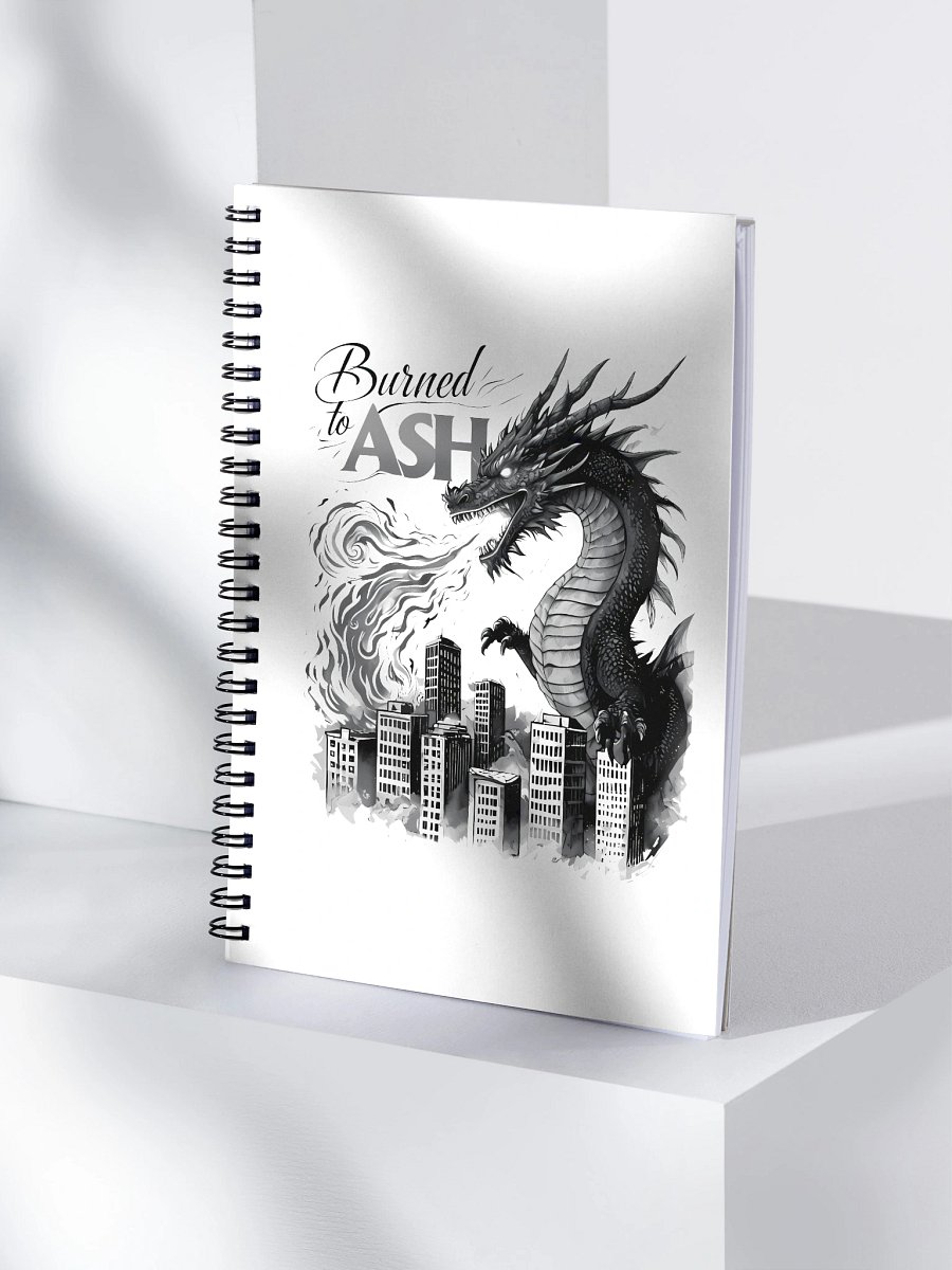 Apocalyptic Dragon Art | 'Burned to Ash' Monochrome Print Spiral Notebook product image (4)