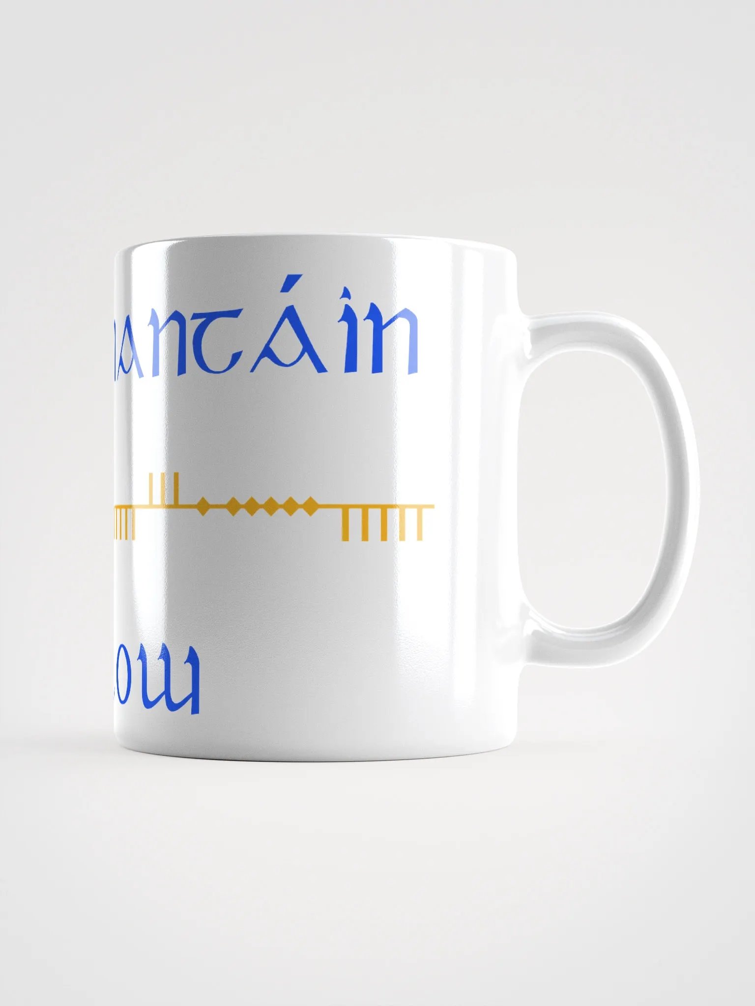 Wicklow/Cill Mhantáin Scholastic style Ogham White Glossy Mug product image (1)