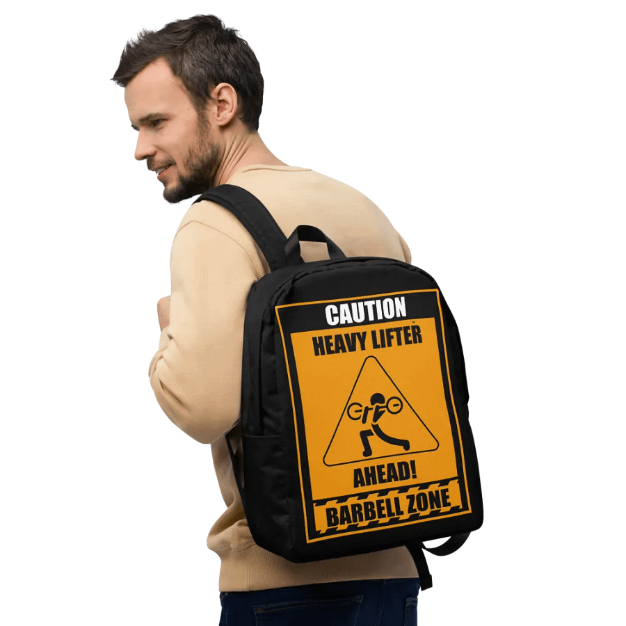 Caution Heavy Lifter Ahead Barbell Zone Backpack product image (10)