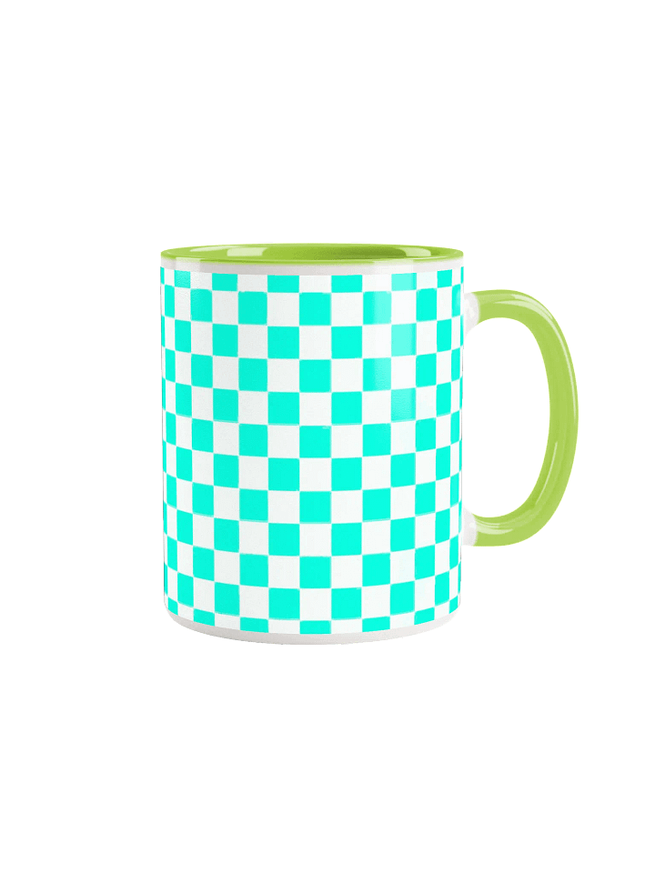 Checkered! Neon Aqua Blue and White Checkers Mug product image (47)
