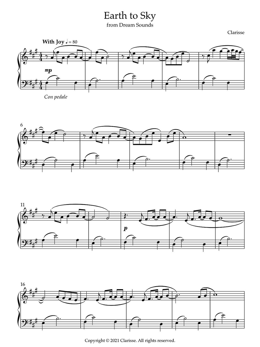 Earth to Sky - Sheet Music product image (1)