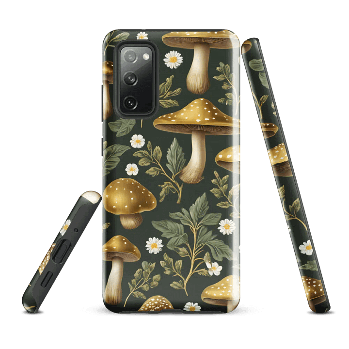 Tough Phone Case for Samsung® - Golden Mushrooms on a Dark Green Background product image (1)