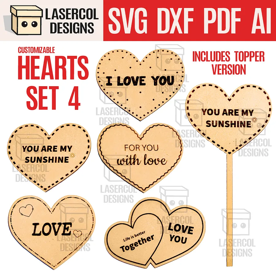 Hearts Bundle (Set 1-2-3-4) - Laser Cut Files product image (6)