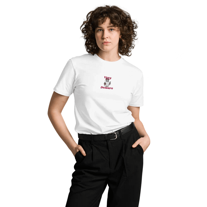 Very Demure Cute Ghost Embroidered Premium Cotton Regular Fit T-Shirt product image (2)