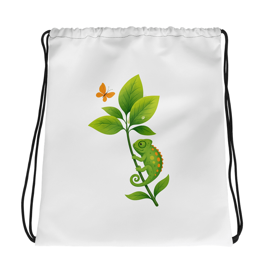 Whimsical Chameleon & Butterfly Drawstring Bag product image (1)