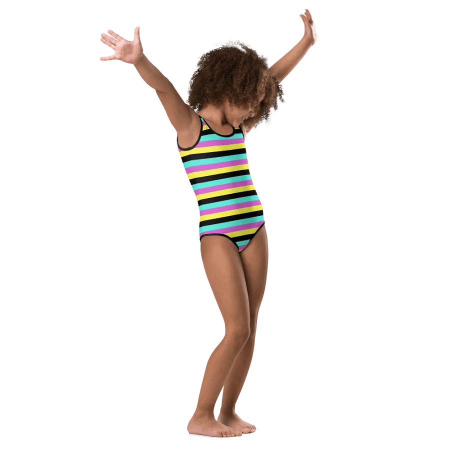 Colorful Swimsuit for Girls with stripes, Blue, Yellow, Pink, Leopard Collection product image (2)