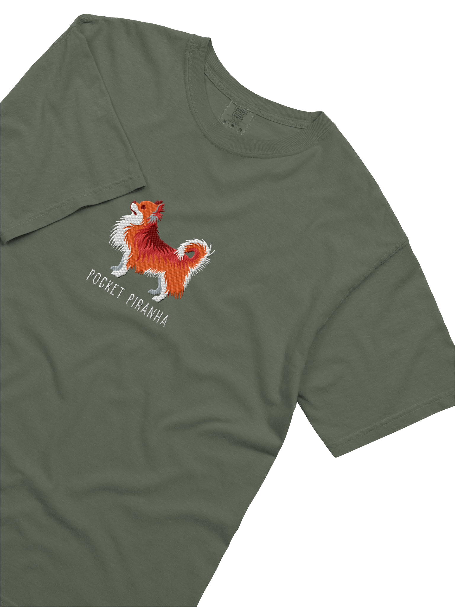 Pocket Piranha T-Shirt(Embroidered) of a Longhaired Chihuahua(Red) product image (35)