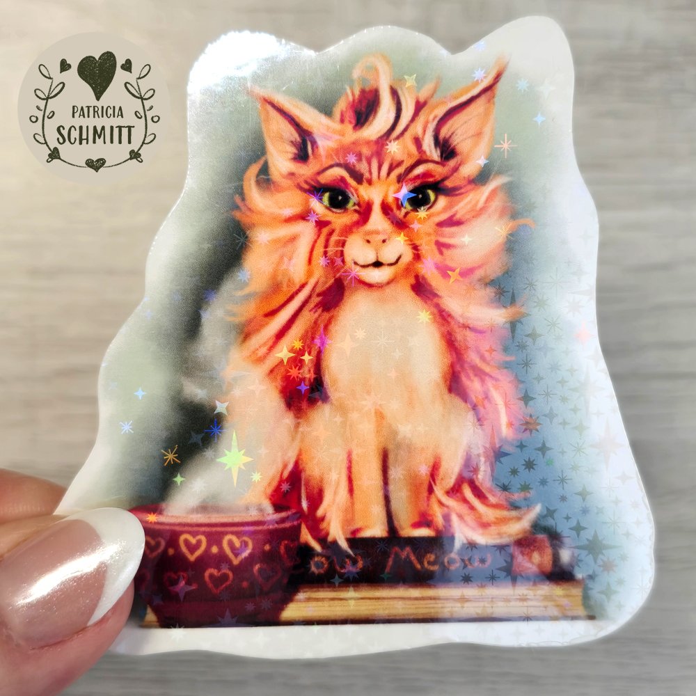 Meow Book Kitty Holographic Sticker product image (1)