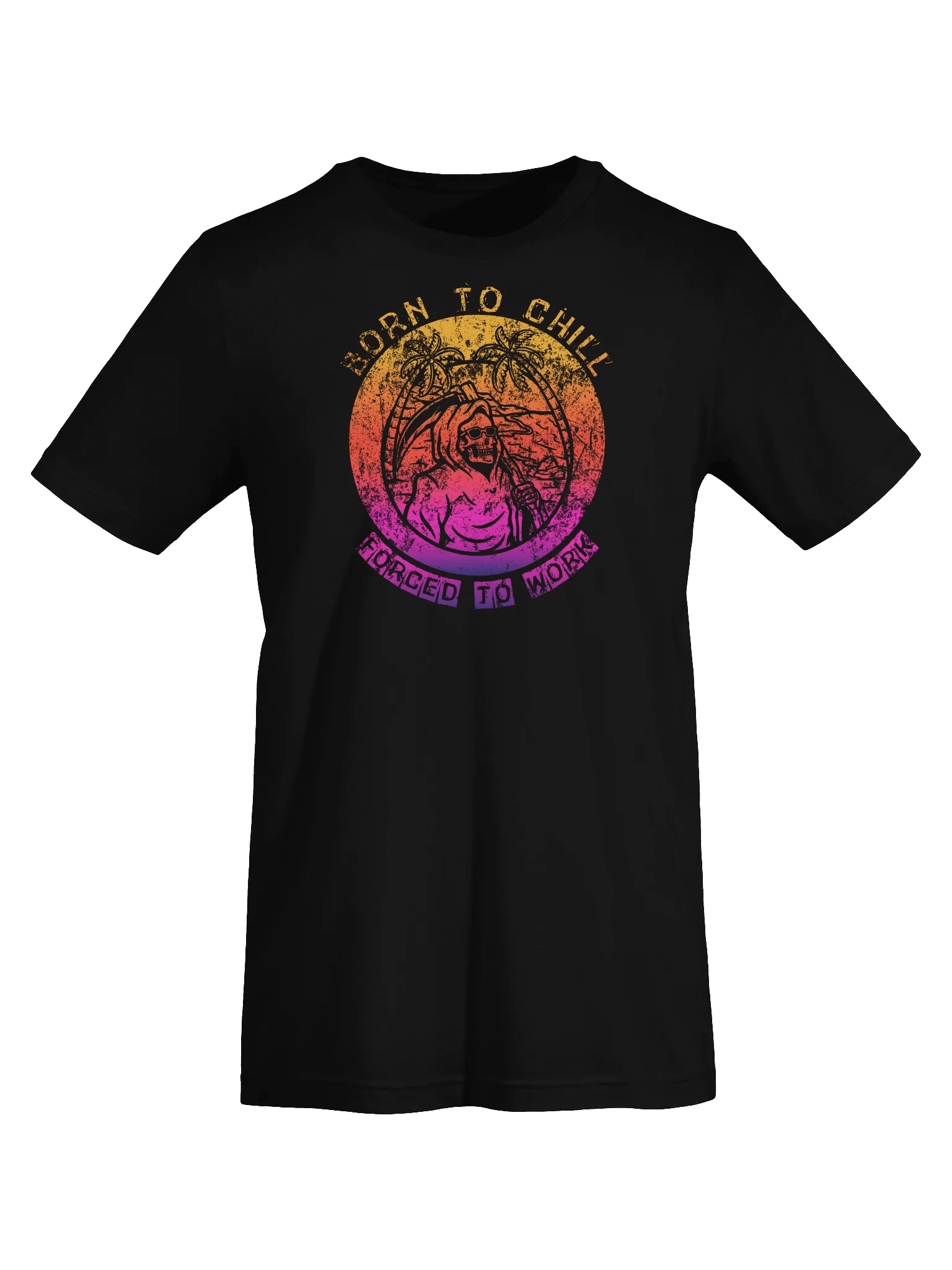 Grim Reaper 'Born To Chill' T-Shirt | Forced To Work Sarcastic Tee | Beach Sunset Humor Top product image (77)