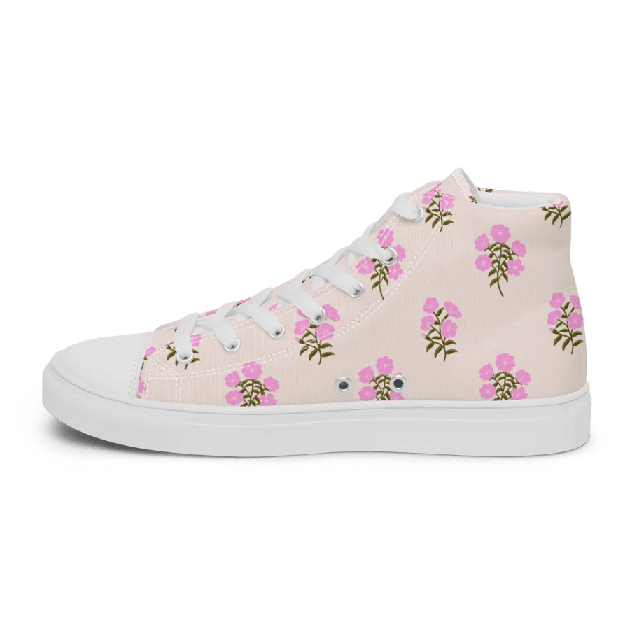 Alpine Cascade - Pink and Forest Green - Women High Top Canvas Shoes product image (2)