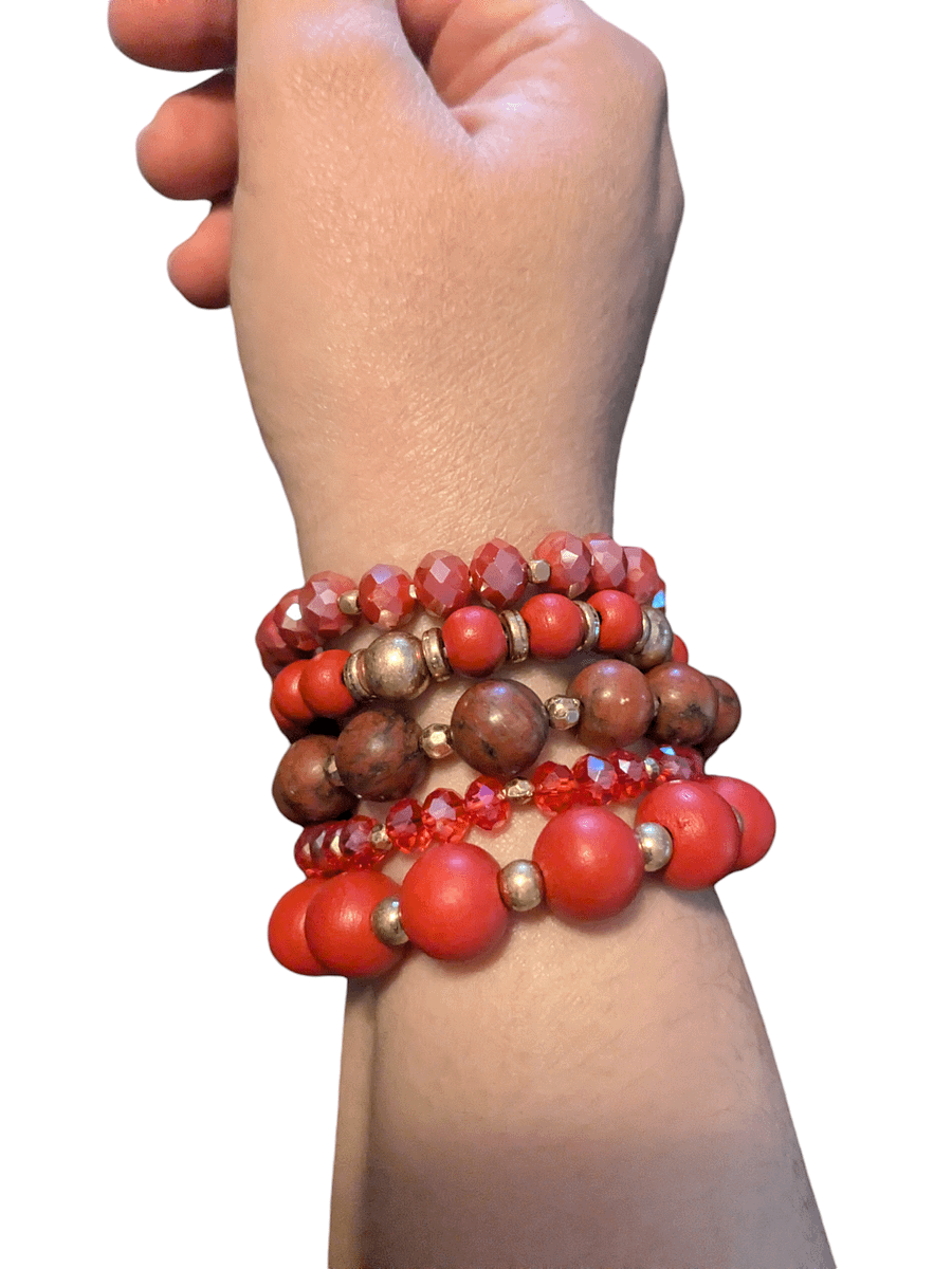 Ermish Red & Brown 5 Bracelet Stack product image (6)